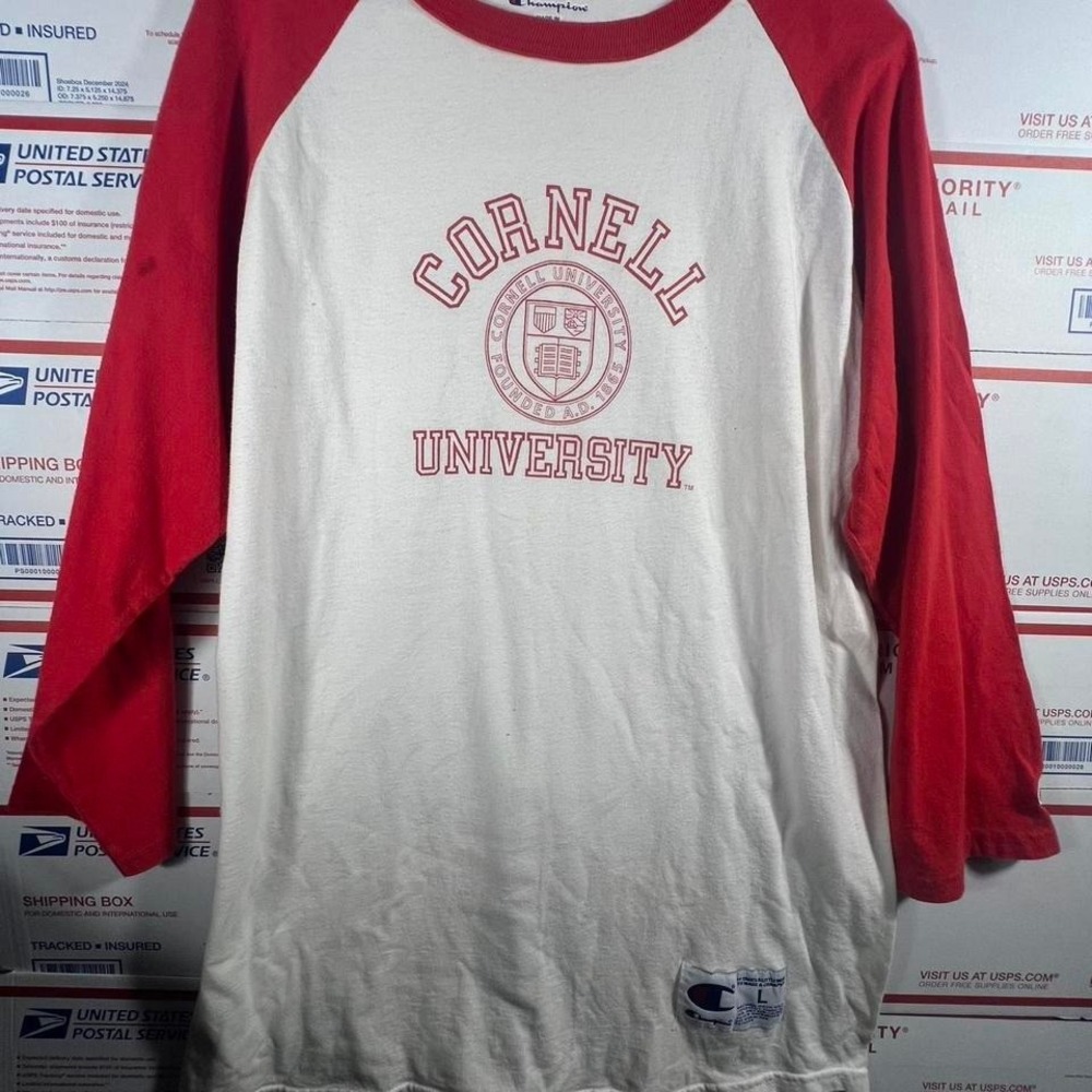 Vintage Champion‎ Cornell University white and red baseball tee